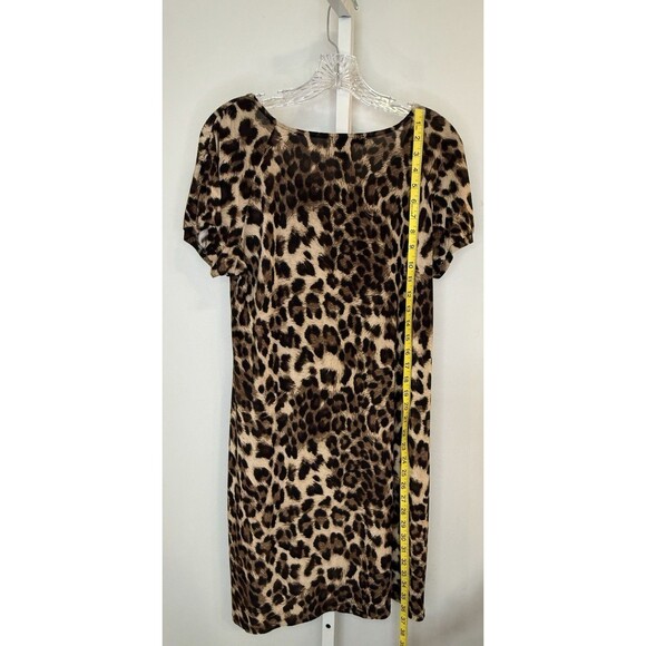 INC International Concepts Leopard Print Shift Dress L Animal Print Short Sleeve - Picture 3 of 6